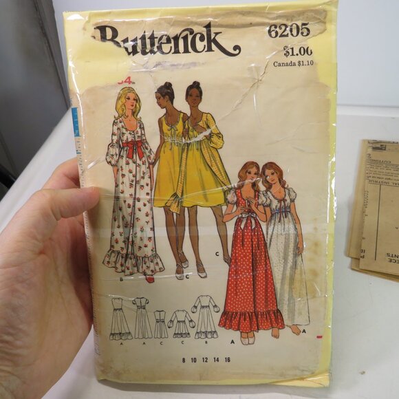 Butterick 6205 sewing pattern size 12 nightgown, robe - Picture 7 of 8